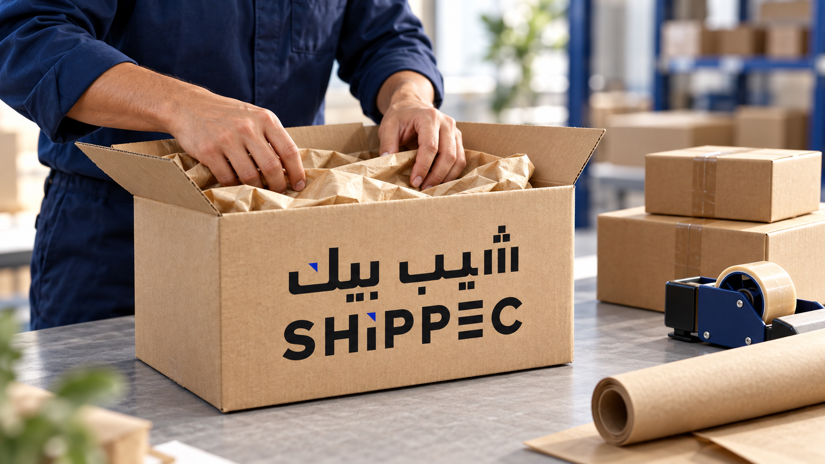 صورة توضيحية لتجهيز وتغليف شحنة